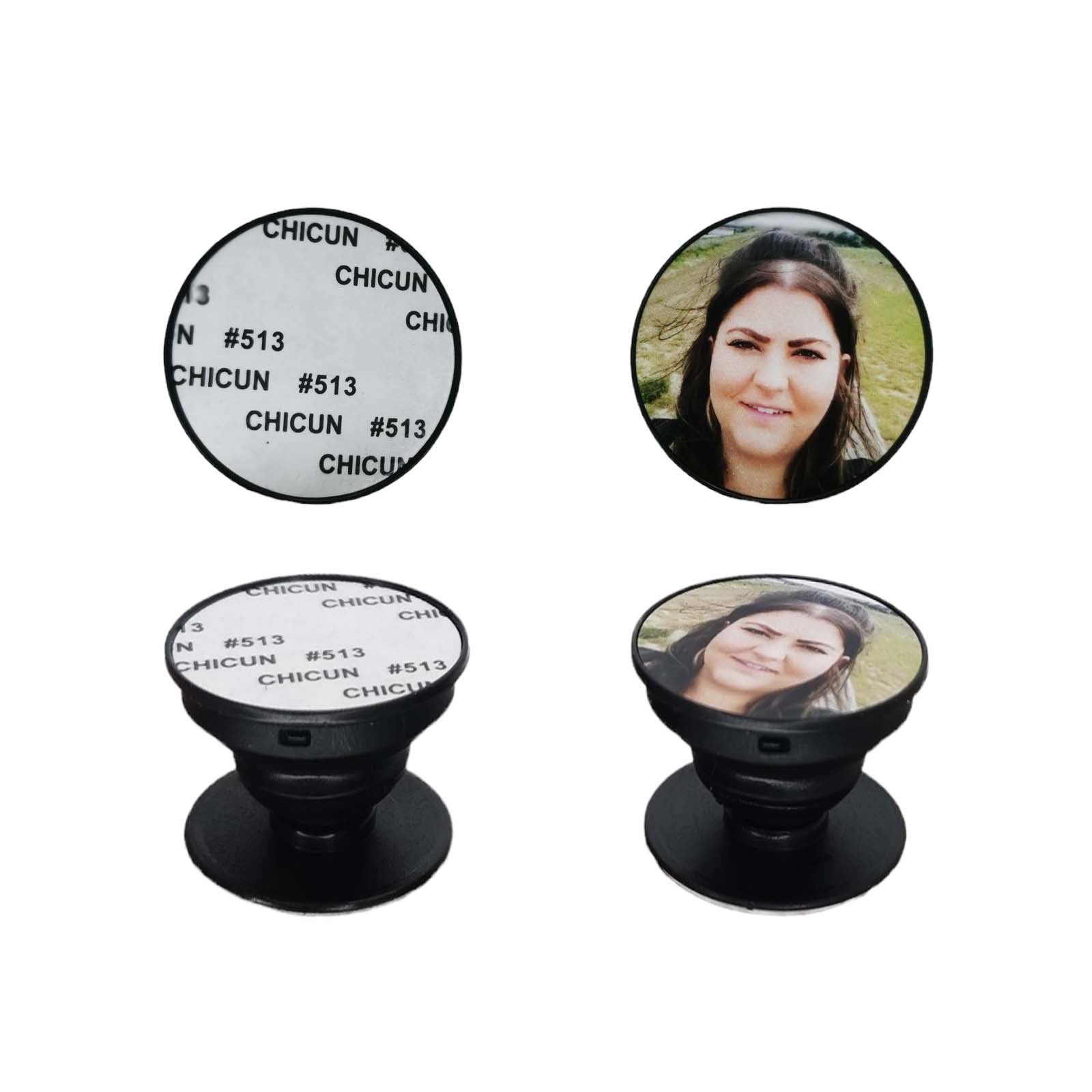 Sublimation Blank Round Black Collapsible Phone Holder/Phone Grip